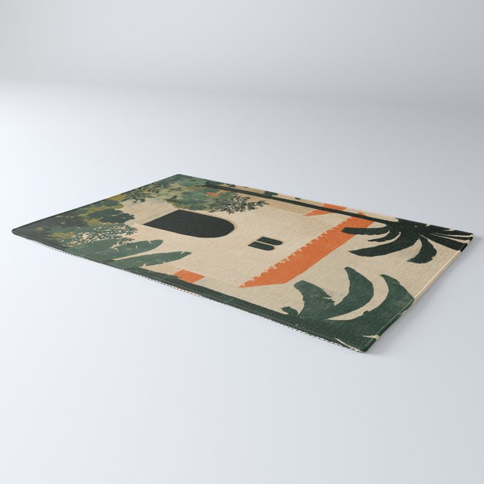 Mediterranean Villa with Lush Garden Vintage Architecture Rug Gallery Image 3