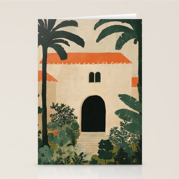Mediterranean Villa with Lush Garden Vintage Architecture Stationery Card Gallery Image 2