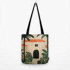 Mediterranean Villa with Lush Garden Vintage Architecture Tote Bag Gallery Image 2