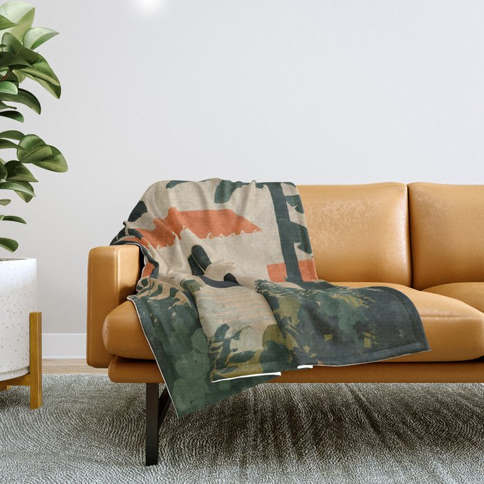 Mediterranean Villa with Lush Garden Vintage Architecture Throw Blanket Gallery Image 1