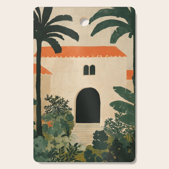 Mediterranean Villa with Lush Garden Vintage Architecture Cutting Board Gallery Image 1
