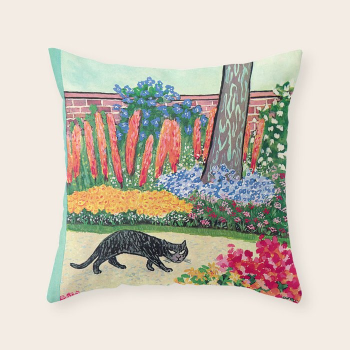 The New Yorker - Black Cat Throw Pillow Gallery Image 1