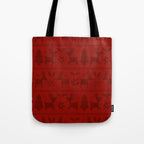 Red Reindeer Fair Isle Print, Red Holiday, Christmas Cheer, Red Christmas Sweater Tote Bag Gallery Image 1