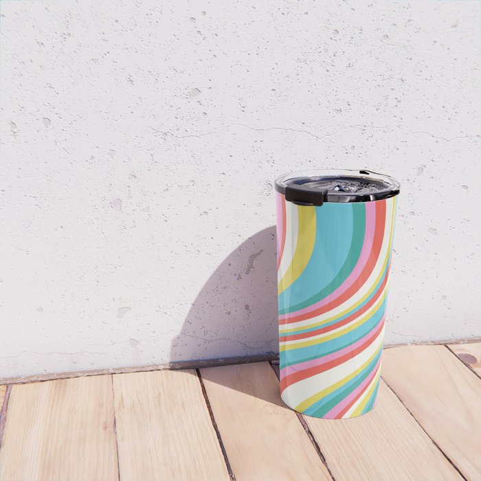  Wavy Stripes II - 60s Candy Rainbow Travel Mug Gallery Image 4