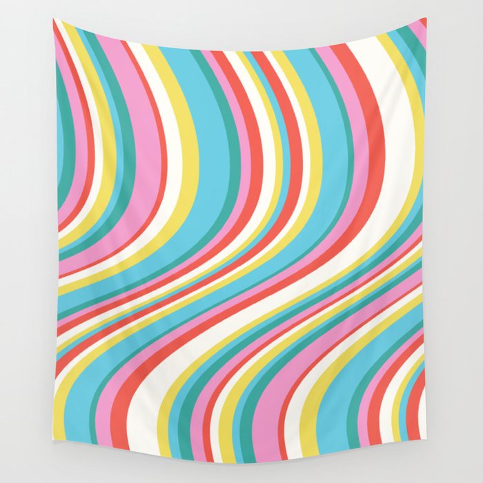  Wavy Stripes II - 60s Candy Rainbow Wall Tapestry Gallery Image 4