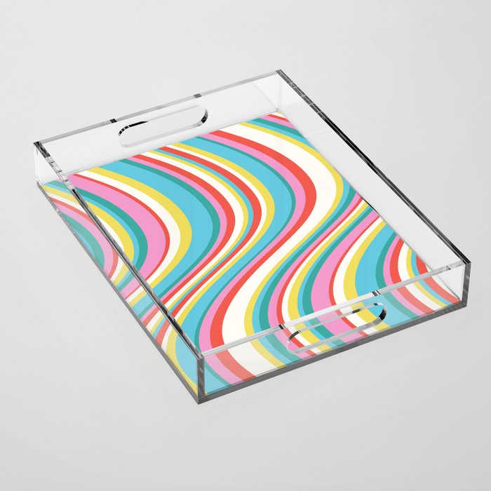  Wavy Stripes II - 60s Candy Rainbow Acrylic Tray Gallery Image 1