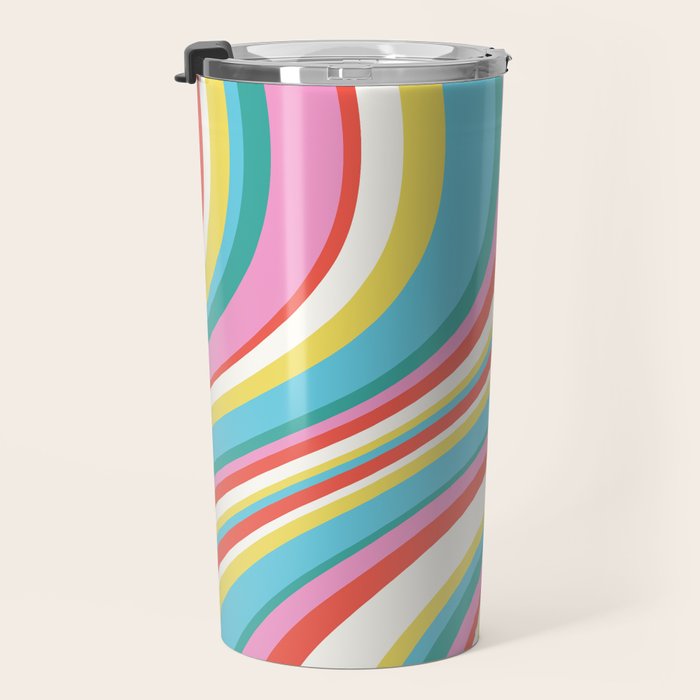  Wavy Stripes II - 60s Candy Rainbow Travel Mug Gallery Image 3