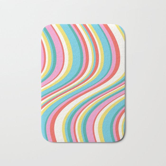  Wavy Stripes II - 60s Candy Rainbow Bath Mat Gallery Image 1