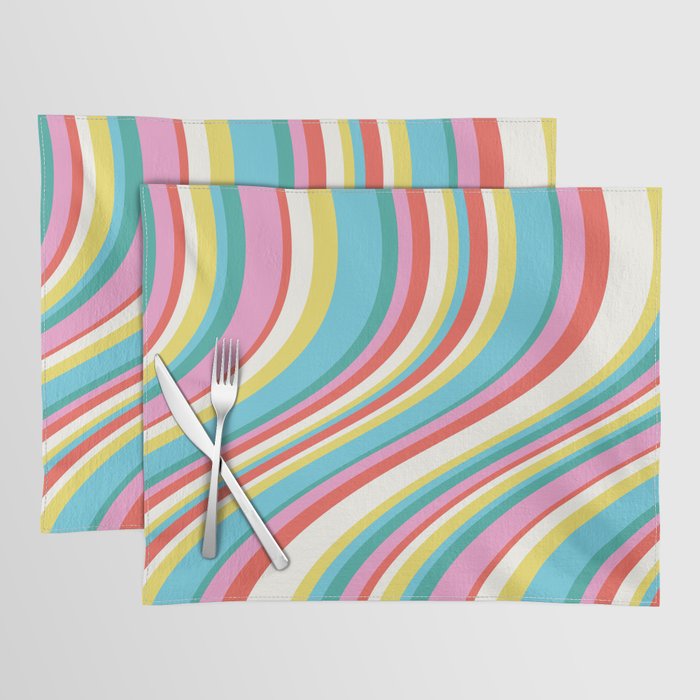  Wavy Stripes II - 60s Candy Rainbow Placemat Gallery Image 1