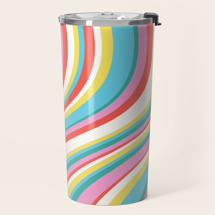  Wavy Stripes II - 60s Candy Rainbow Travel Mug Gallery Image 2