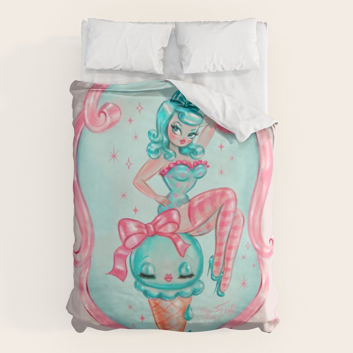 Candy Blue Ice Cream Pin Up Doll Duvet Cover Gallery Image 6