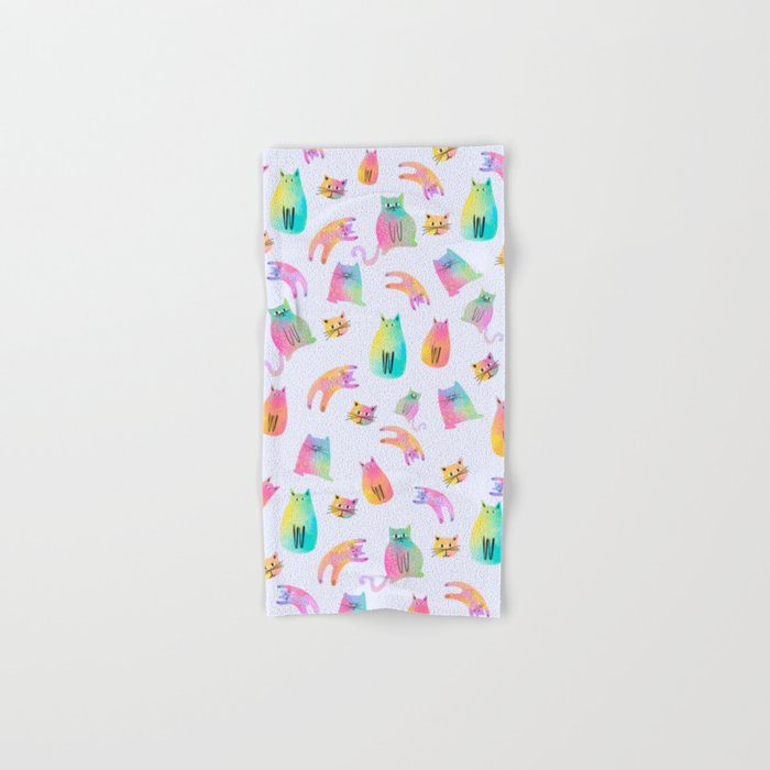 Rainbow Cats Pastel Bath Towel Gallery Image 1