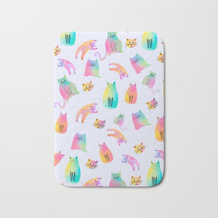 Rainbow Cats Pastel Bath Mat Gallery Image 1