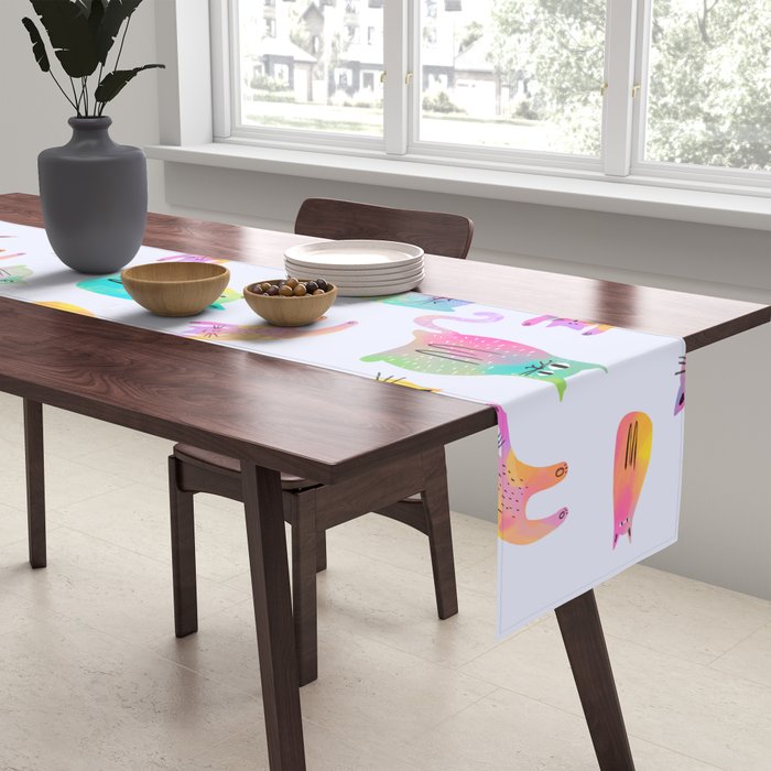 Rainbow Cats Pastel Table Runner Gallery Image 2