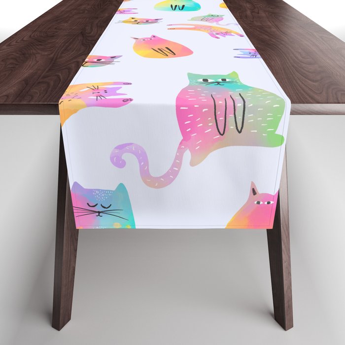 Rainbow Cats Pastel Table Runner Gallery Image 1