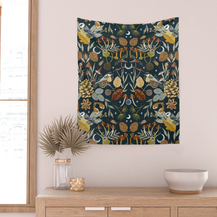 Birds in Autumn Night DP Wall Tapestry Gallery Image 2
