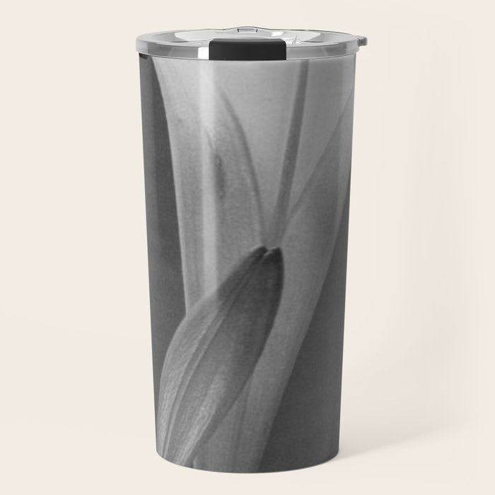Tulip Blossoms floral black and white photography / photograph Travel Mug Gallery Image 1