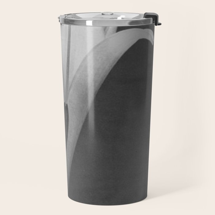Tulip Blossoms floral black and white photography / photograph Travel Mug Gallery Image 2
