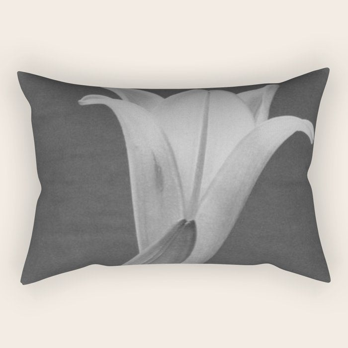 Tulip Blossoms floral black and white photography / photograph Rectangular Pillow Gallery Image 1