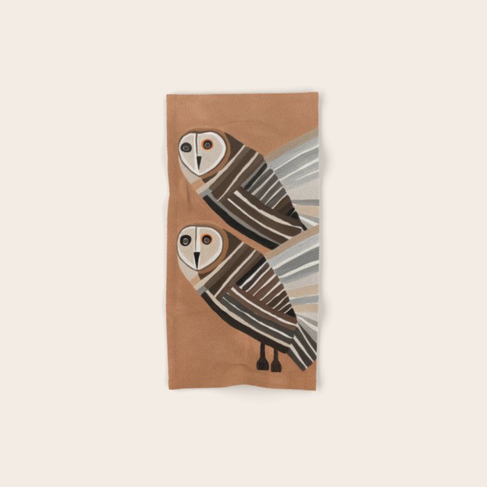 Striped Owl Pair Bath Towel Gallery Image 1