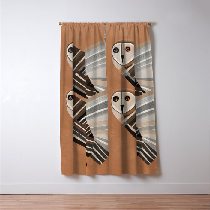 Striped Owl Pair Window Curtain Gallery Image 3