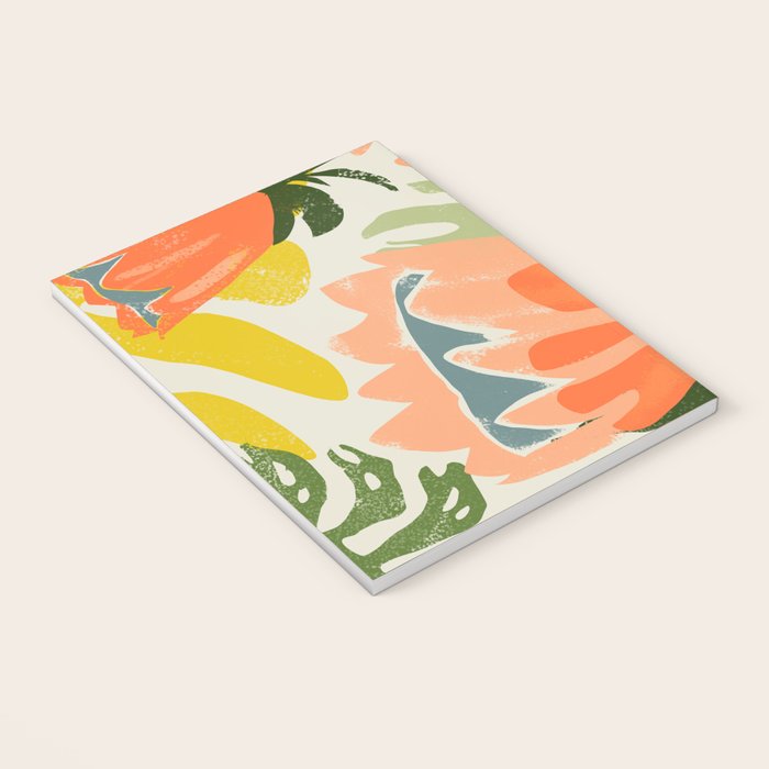Flowers & Rain, Summer Floral Nature Botanical Painting, Modern Colorful Bohemian Illustration Notebook Gallery Image 3
