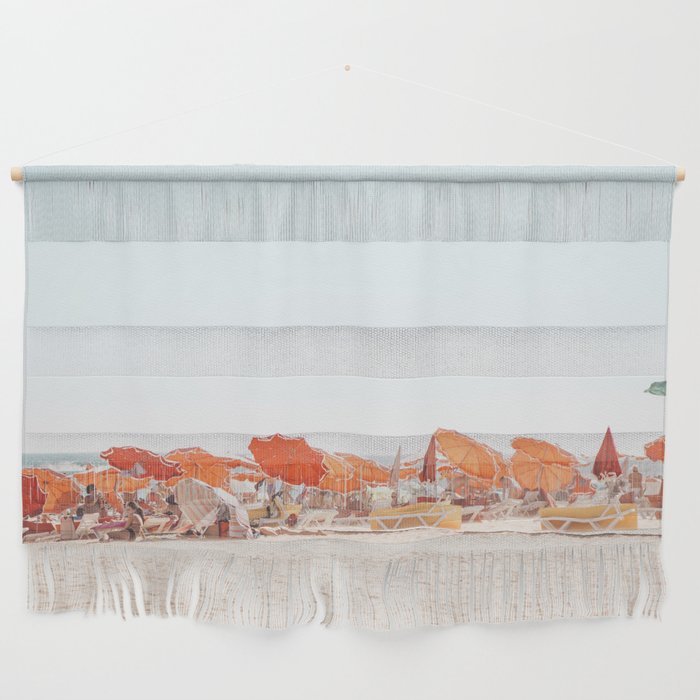 Beach - Orange Sun Umbrellas series  - Ocean Travel photography Wall Hanging Gallery Image 1