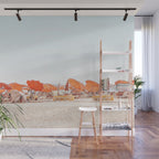 Beach - Orange Sun Umbrellas series  - Ocean Travel photography Wall Mural Gallery Image 1
