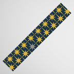 Atomic Age Retro Midcentury 1950s Starburst Pattern in Light Mustard, Gray, and Navy Blue Table Runner Gallery Image 3