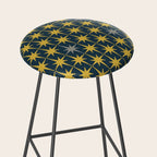 Atomic Age Retro Midcentury 1950s Starburst Pattern in Light Mustard, Gray, and Navy Blue Stool Gallery Image 2