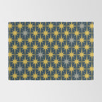 Atomic Age Retro Midcentury 1950s Starburst Pattern in Light Mustard, Gray, and Navy Blue Rug Gallery Image 2