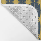 Atomic Age Retro Midcentury 1950s Starburst Pattern in Light Mustard, Gray, and Navy Blue Bath Mat Gallery Image 2