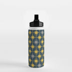 Atomic Age Retro Midcentury 1950s Starburst Pattern in Light Mustard, Gray, and Navy Blue Water Bottle Gallery Image 2