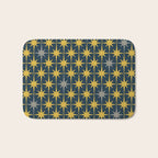 Atomic Age Retro Midcentury 1950s Starburst Pattern in Light Mustard, Gray, and Navy Blue Bath Mat Gallery Image 1