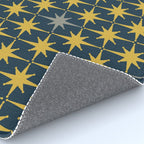Atomic Age Retro Midcentury 1950s Starburst Pattern in Light Mustard, Gray, and Navy Blue Rug Gallery Image 4