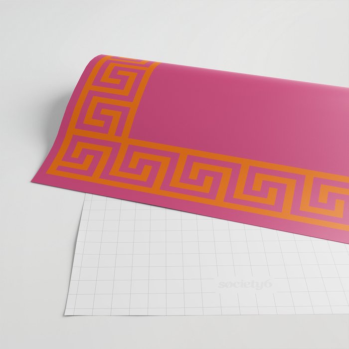 Pink Greek Key Print Wrapping Paper Gallery Image 2