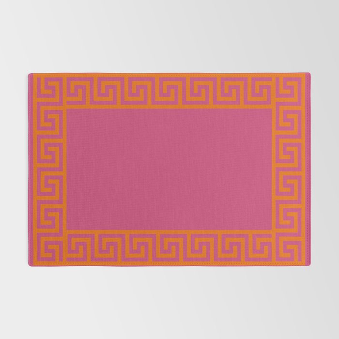 Pink Greek Key Print Rug Gallery Image 2