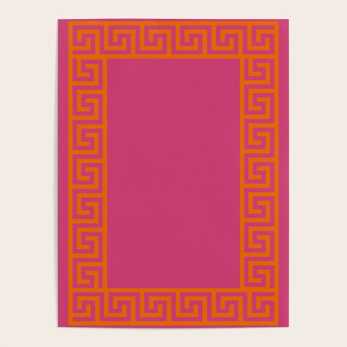 Pink Greek Key Print Poster Gallery Image 1