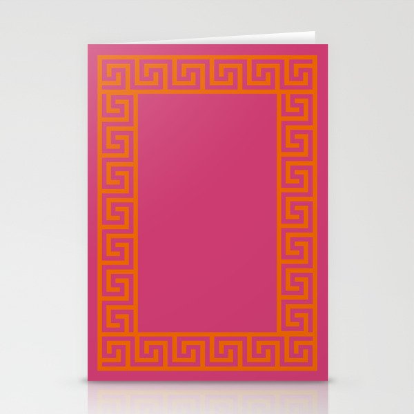 Pink Greek Key Print Stationery Card Gallery Image 2
