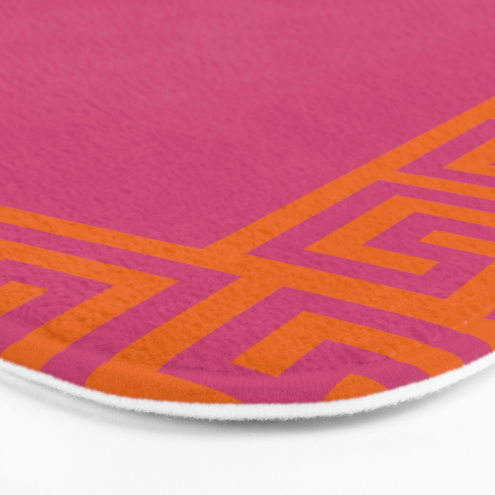 Pink Greek Key Print Bath Mat Gallery Image 3