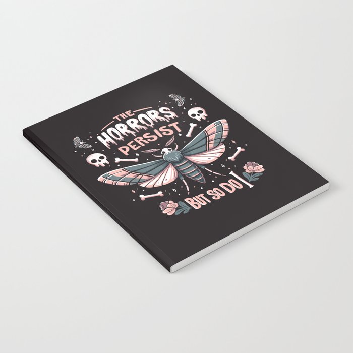 The horrors persist but so do I - gothic moth and skull design Notebook Gallery Image 2