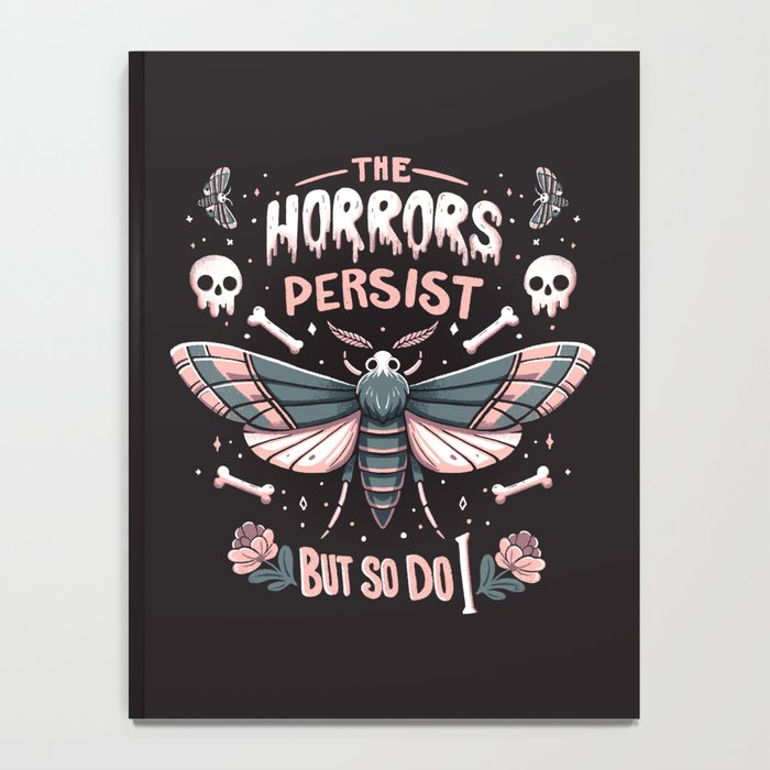The horrors persist but so do I - gothic moth and skull design Notebook Gallery Image 4