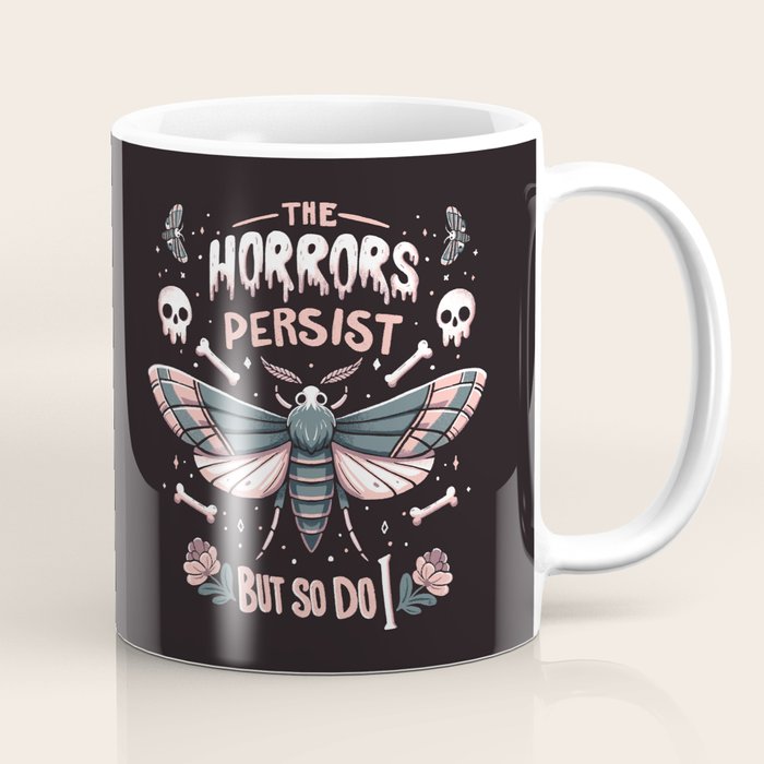 The horrors persist but so do I - gothic moth and skull design Coffee Mug Gallery Image 1