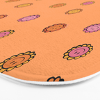 Happy Flower Print in Orange Bath Mat Gallery Image 3