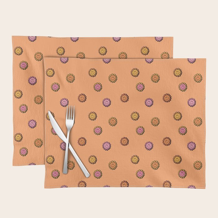 Happy Flower Print in Orange Placemat Gallery Image 1