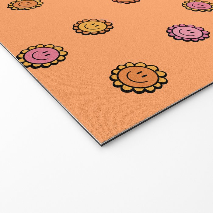 Happy Flower Print in Orange Welcome Mat Gallery Image 2