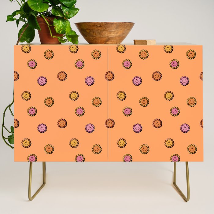 Happy Flower Print in Orange Credenza Gallery Image 1