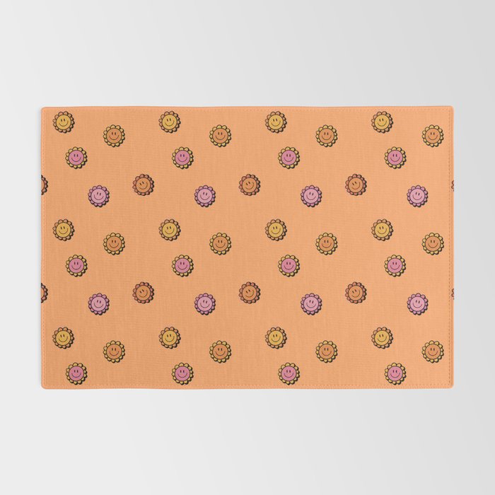 Happy Flower Print in Orange Rug Gallery Image 2