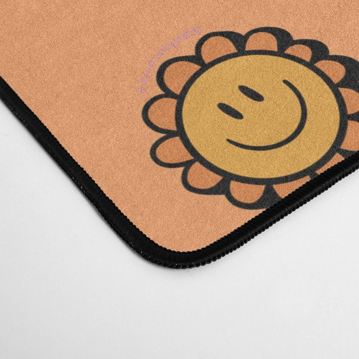 Happy Flower Print in Orange Desk Mat Gallery Image 4