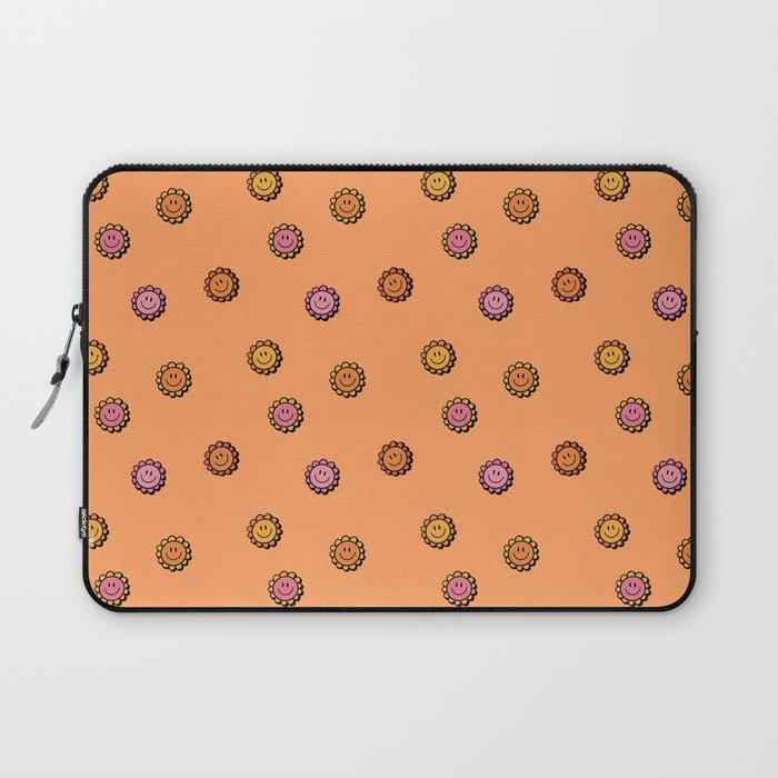Happy Flower Print in Orange Laptop Sleeve Gallery Image 1